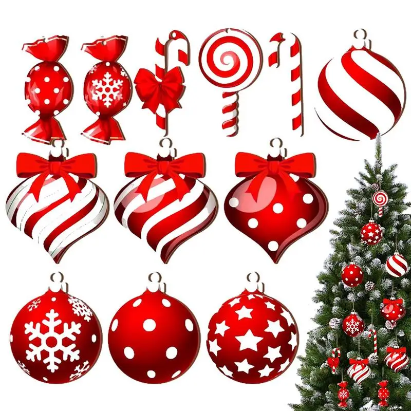 

Christmas Tree Decoration Lollipop Christmas Decoration 12pcs Flat Acrylic Lollipop Pendant Candy Cane Christmas Ball Pendant