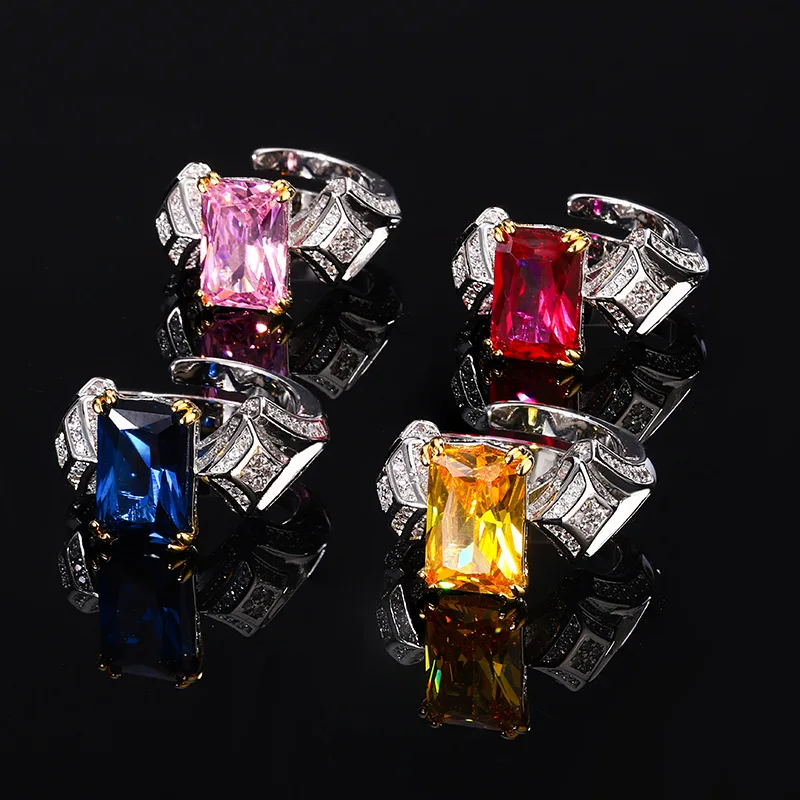 Adjustable Silver Color Ring with Blue Pink Gemstone Elegant Design for Women Fashionable and Versatile Jewelry Piece Perfect