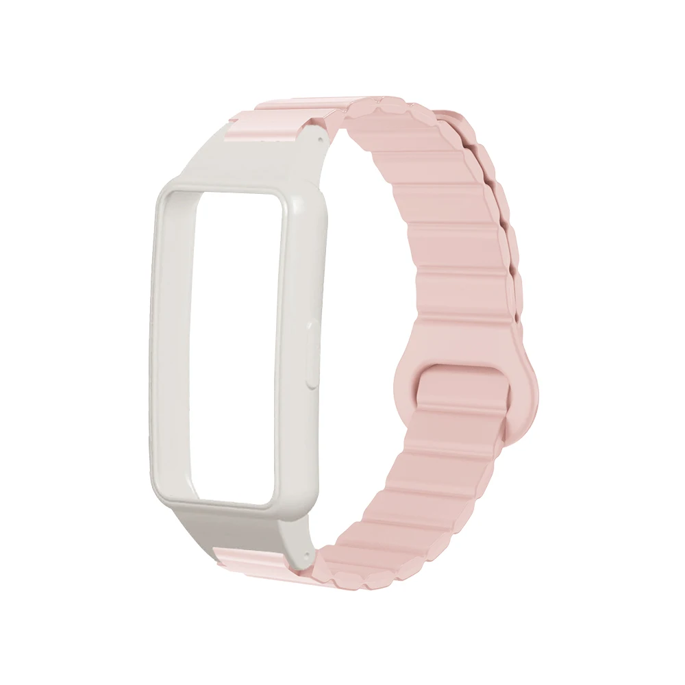 Huawei Band 6/7、Honor Band 6/7対応 新型アップグレード マグネット式交換バンド クイックリリース ソフトシリコン スポーツバンド 男女兼用 調整可能