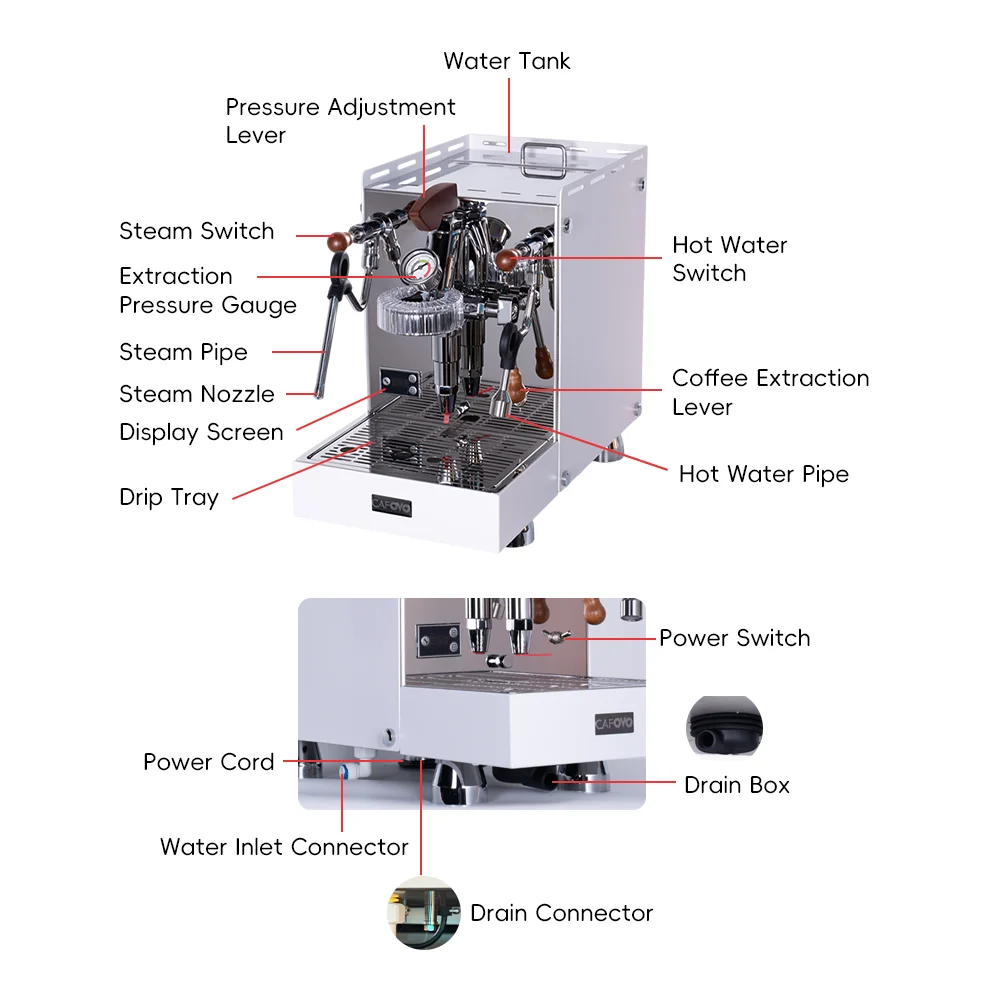 Commercial  Dual Boilers E61 Brewing Head Semi-Automatic Espresso Coffee Machine With Steam Milk Foam Frother