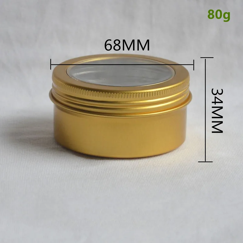 200pcs 80ml Clear Window Lid Display Round Gold Aluminum Tin Cans New DIY Candy Gift Packaging Containers Aluminum Jars Pot