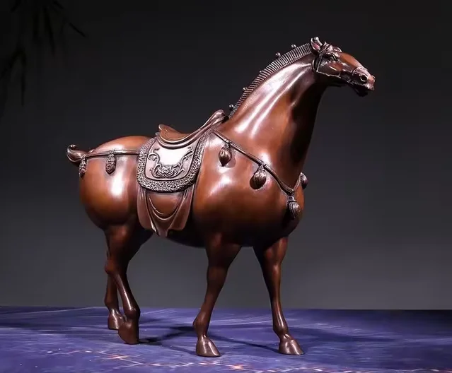 Tang Dynasty-style War Horse: Success At First Try Zodiac Animal Bronze Artifact Tang Horse Decorative Gift Craft