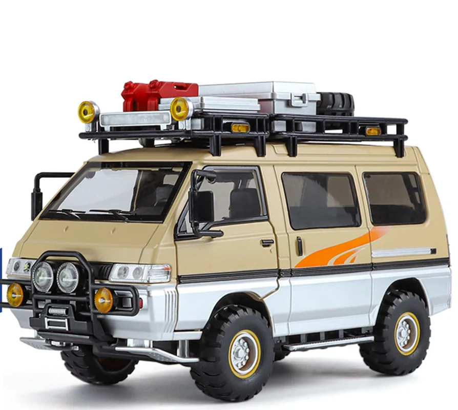 1: 24 合金プルバックバンモデル、シミュレーションキャンピングカーおもちゃ、音と光のデザイン、卸売