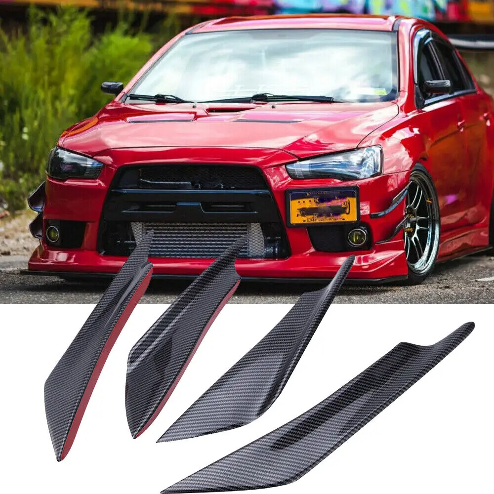 LAICY 4PCS For Mitsubishi Lancer EVO 2002-2017 Car Front Bumper Canard Splitter Lip Splitter Fins Diffuser Guard Body Spoiler