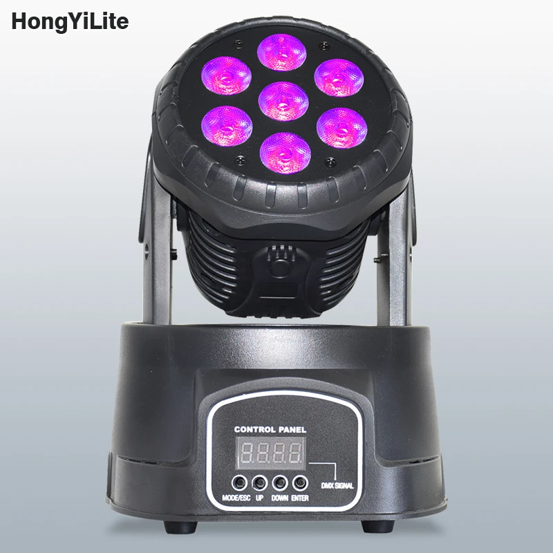 

HongYiLite Mini LED Moving Head DMX Wash Light 7X12W RGBW 4In1 Stage DJ Mobile Spot For Disco Bar Dance Party Club Christmas