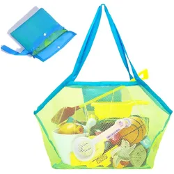 Saco de malha portátil para brinquedos de praia infantis, sacos de armazenamento para natação, saco de viagem dobrável, bolsa de ferramentas