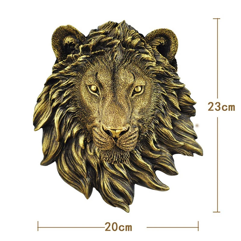 2Pcs Animal Head Wall Decor Lion Wall Decor Wall Statue Home Decor Creative Simulation Statue