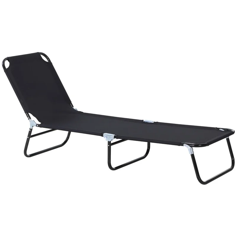 

Black Folding Reclining Pool Chair with Steel Frame and Breathable Mesh for Beach, Yard, Patio