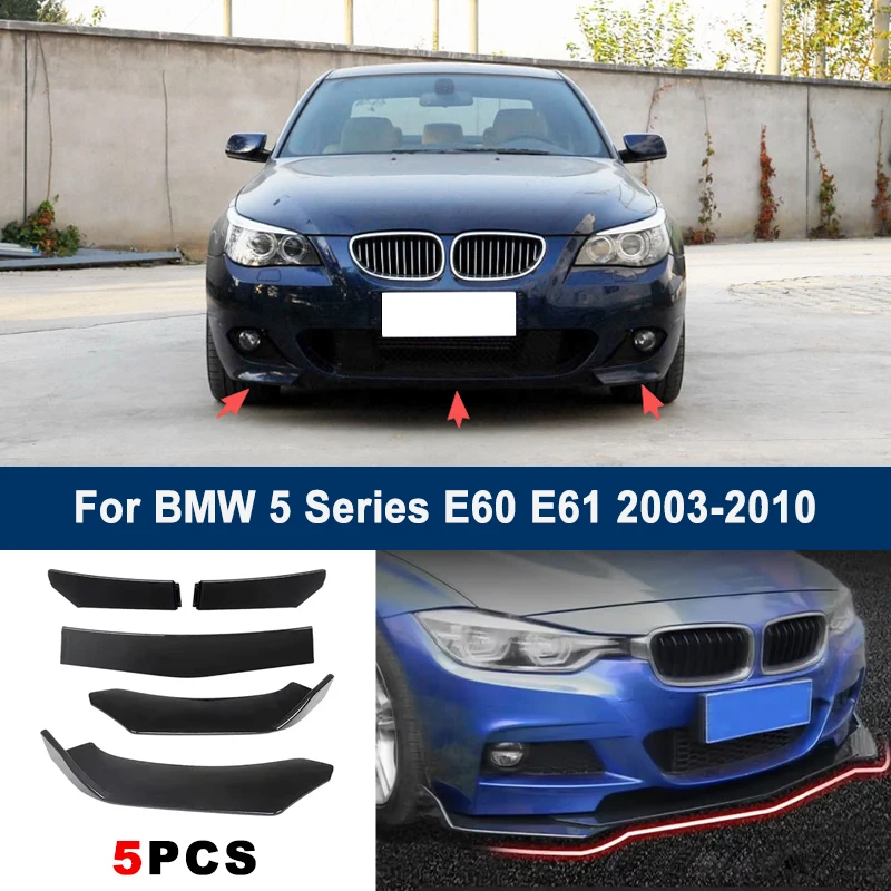 

Adjustable 5Pcs Sectional Front Spoiler Lip For BMW 5 Series E60 E61 2003-2010 Front Bumper Splitter Car Exterior Sport Body Kit