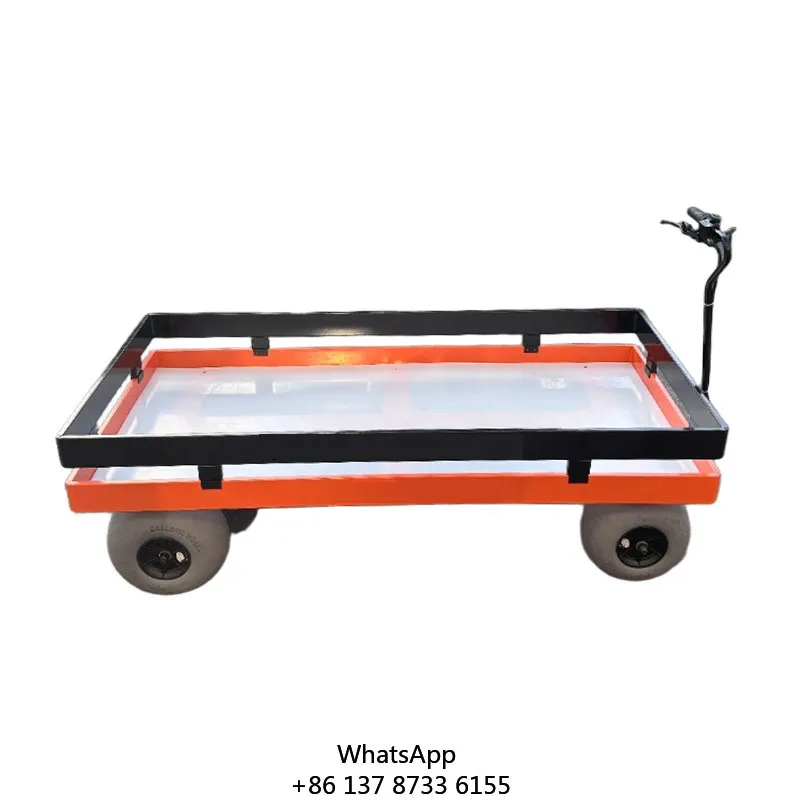 Outdoor Beach Cart With Big Balloon Wheels For Sand Heavy Duty Household Electric Small Cart 4 Wheels Platform Hand Cart Trolley