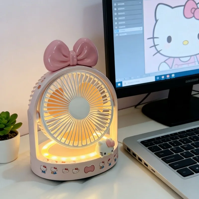 

Вентилятор Sanrio Hello Kitty, мультяшный, маленький, USB-зарядка, для студентов, милый, с мощным потоком воздуха, для общежития, прикроватный, стильный, для офиса, настольный, 2026