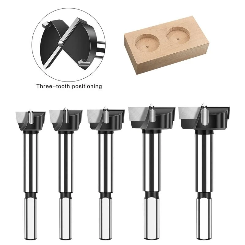 

24BA 5Piece/set Forstners Drill Bit for Efficient Drilling in Plywood and Plastic Materials Processing Tool