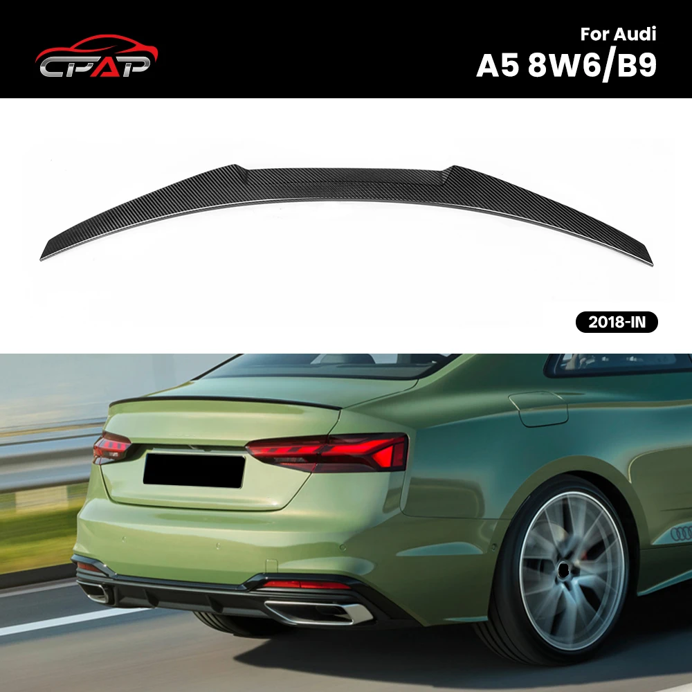 

Real Dry Carbon Fiber Rear Roof Trunk Spoiler Wing For For Audi A5 8W6/B9 Coupe 2018-IN M4/PSM Style