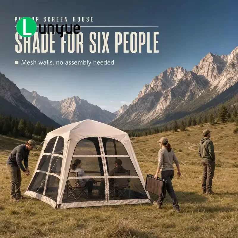 5-6 Person Double Layer Camping Tent Four Seasons Waterproof Portable Hiking Shelter Easy Setup Outdoor Beach Garden Party