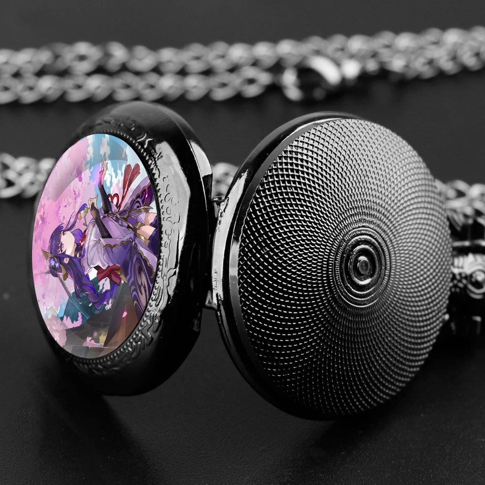 Genshin Impact Crystal-Domed Quartz Pocket Watch With Sturdy Chain And Bold Arabic Numerals A Marvelous Gift For Game Lover