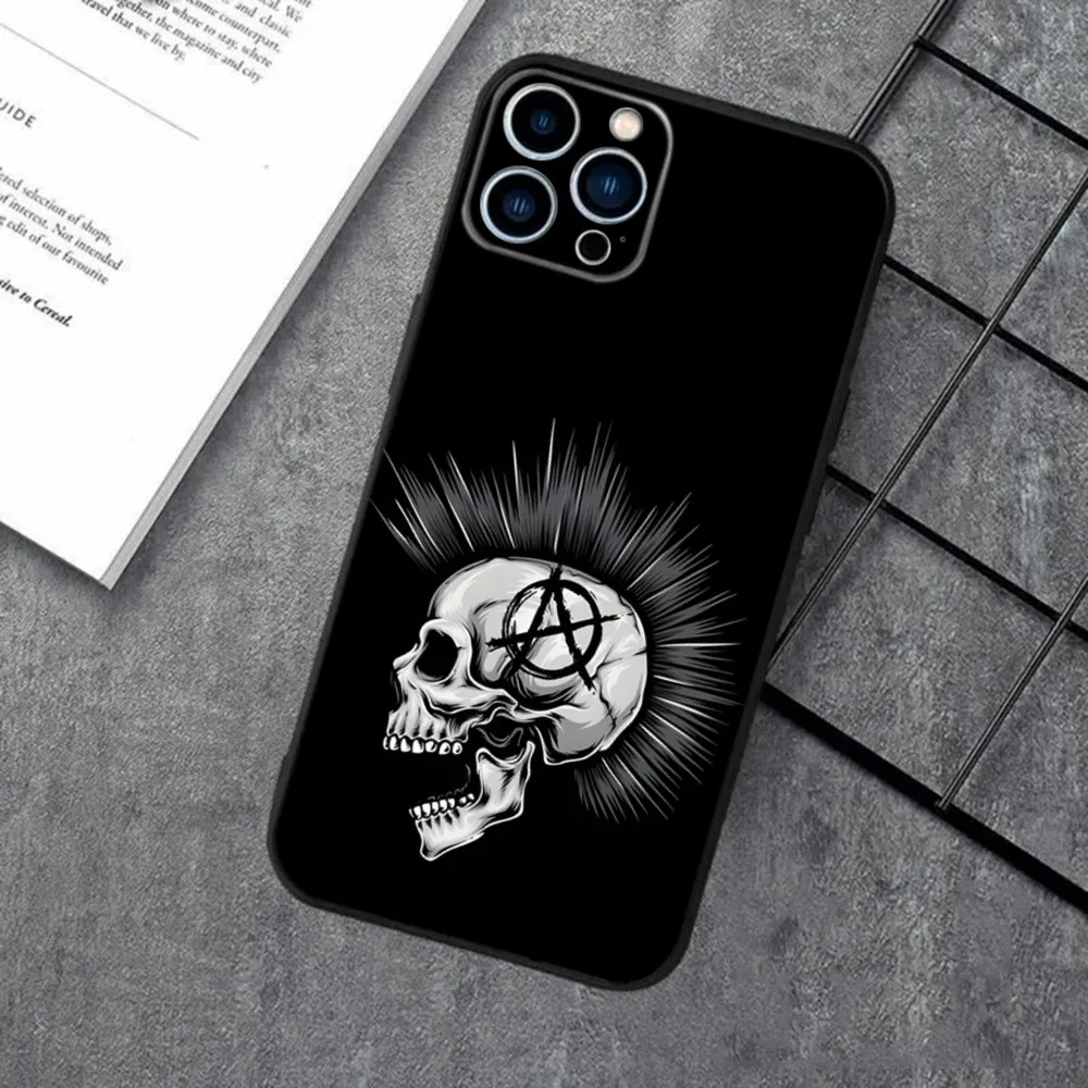 Anarchy Symbol Phone Case For iPhone 16,15,14,13,12,11,XS,XR,X,8,7,Pro,Max,Plus,mini Silicone Black Cover