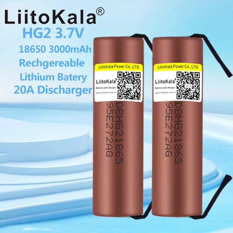 1-10pcs LiitoKala HG2 18650 3000mAh battery 3.6V discharge 20A dedicated High power discharge +DIY Nicke