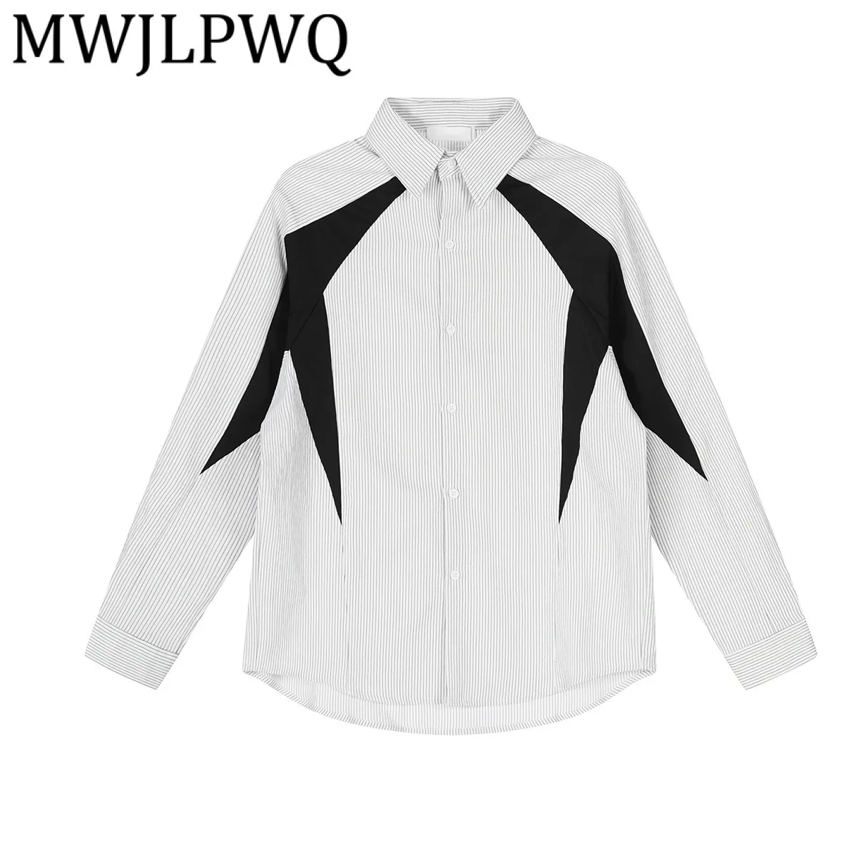 

MWJLPWQ Мужская нишевая мотоциклетная рубашка в полоску с длинными рукавами в американском стиле Ins Cleanfit контрастного цвета 2025 трендовые топы 21365