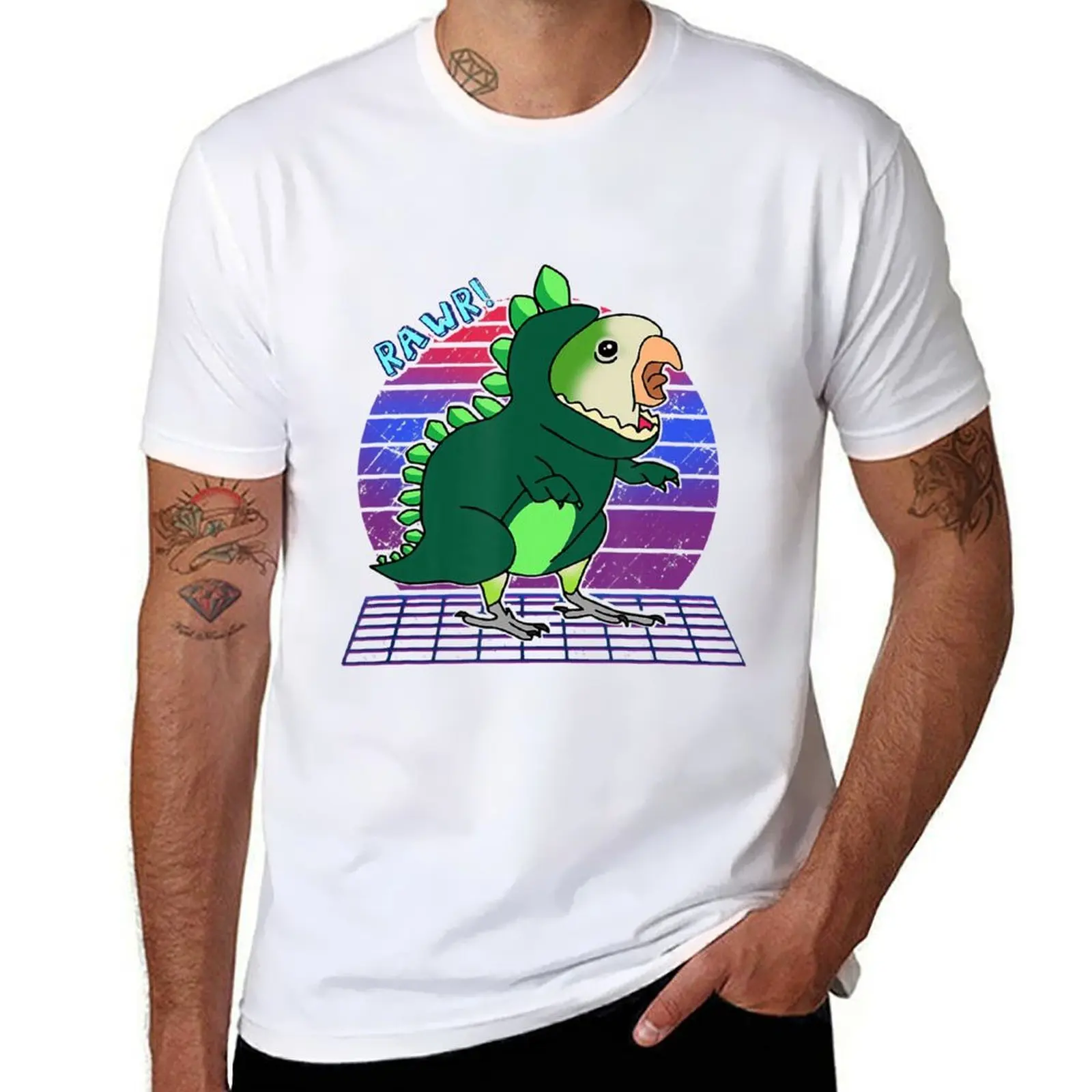

Aesthetic Vaporwave Green Monk Parakeet Quaker Parrot Birb T-Shirt T-Shirt t shirts for man pack cotton T-Shirt