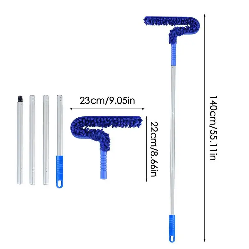 Flexible Microfiber Ceiling Fan Duster 55 Inch Ceiling Fan Blade Cleaner Dust Removal High Reach Dusting Brush For Walls Corner