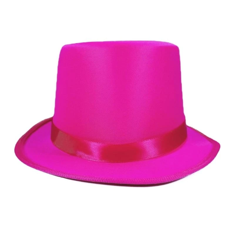 

652F Magicians Hat for Men Women with Belt Fedoras Hat Cosplay Costume Props Hat Jazzy Caps Stage Show Ceremony Hat