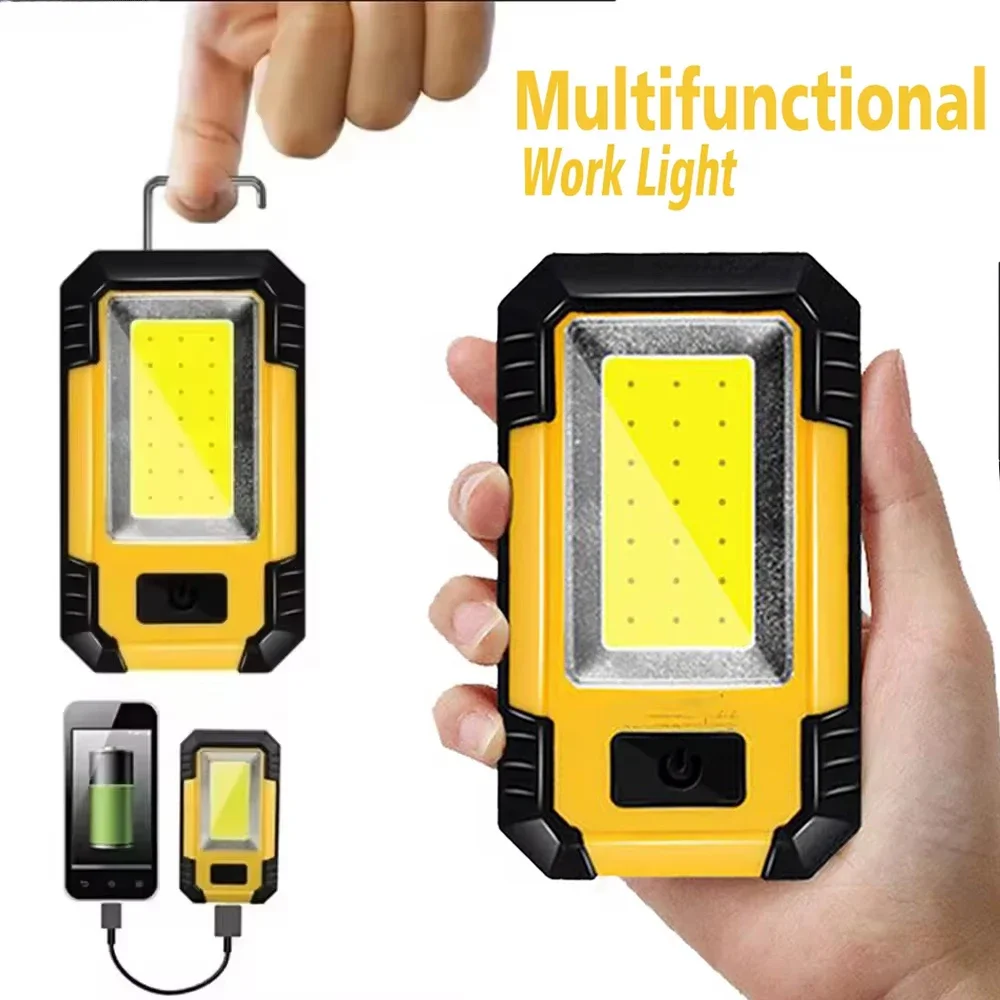 

4000mah Led Work Light Rechargeable Super Bright COB Flashlight With Magnetic Portable Outdoor Camping Lantern Emergency Lamp