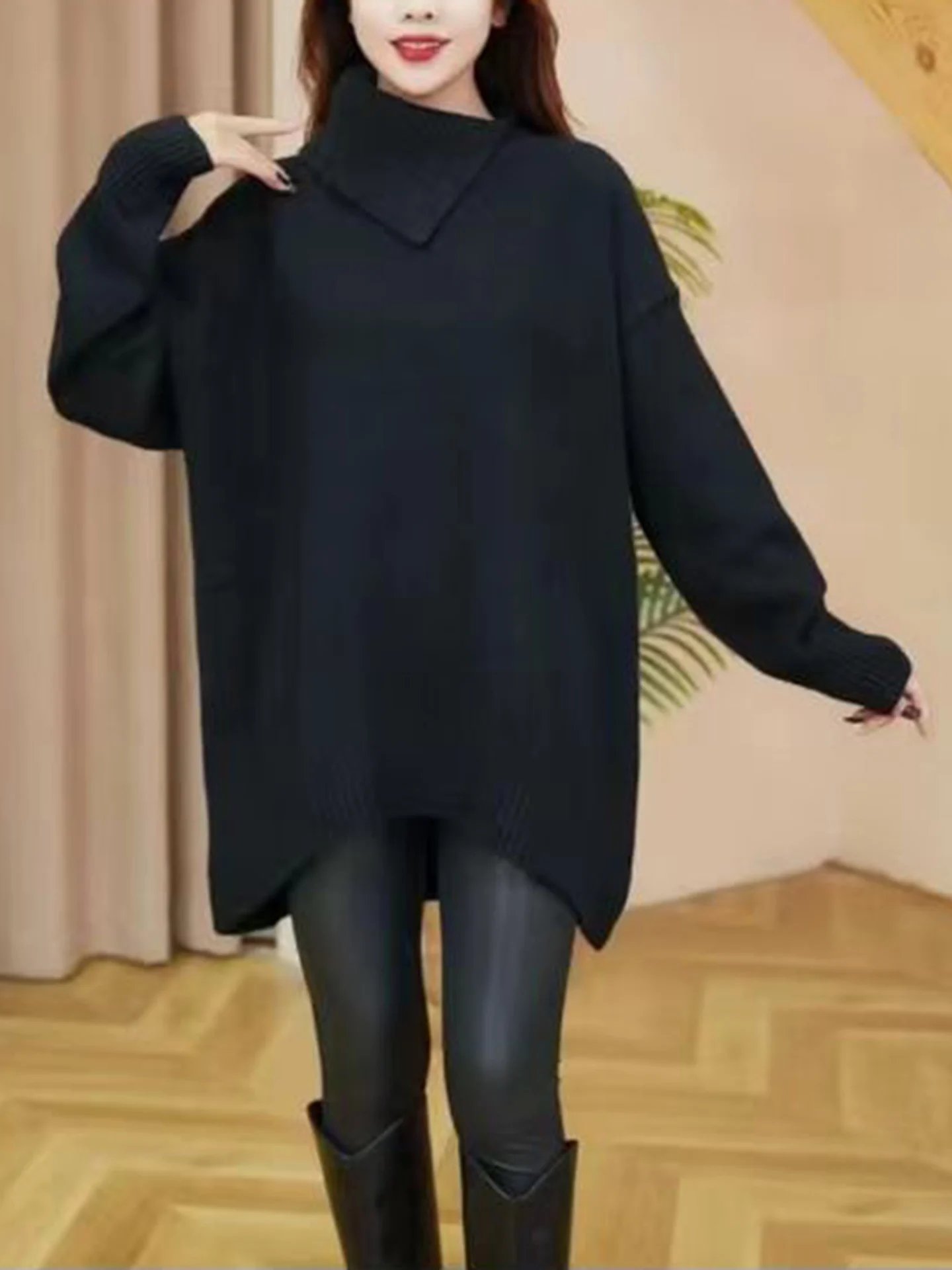 أنيقة غير متناظرة هيم فضفاض متماسكة سترة المرأة Faion ربيع الخريف جديد Sle مريحة لينة النسيج ملابس غير رسمية للتنقل