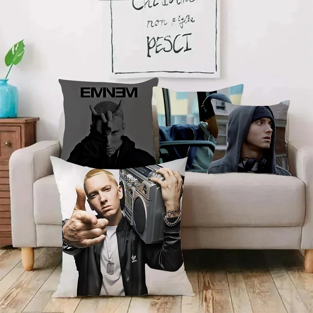 Hip Hop Rapper Eminem Pillow Covers Cartoon Sofa Decorative Home Double-sided Printing Short Plush Cute Cushion Cover