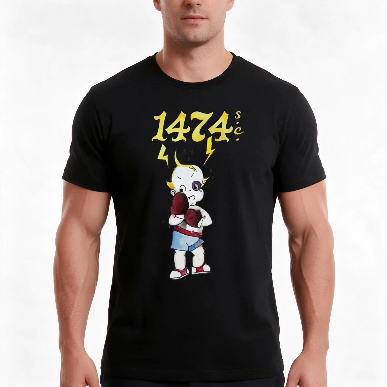 Kewpie boxer T-Shirt Summer Casual Cotton Tee Oversized Streetwear Tops Vintage Graphic Print Loose Fit Short Sleeve