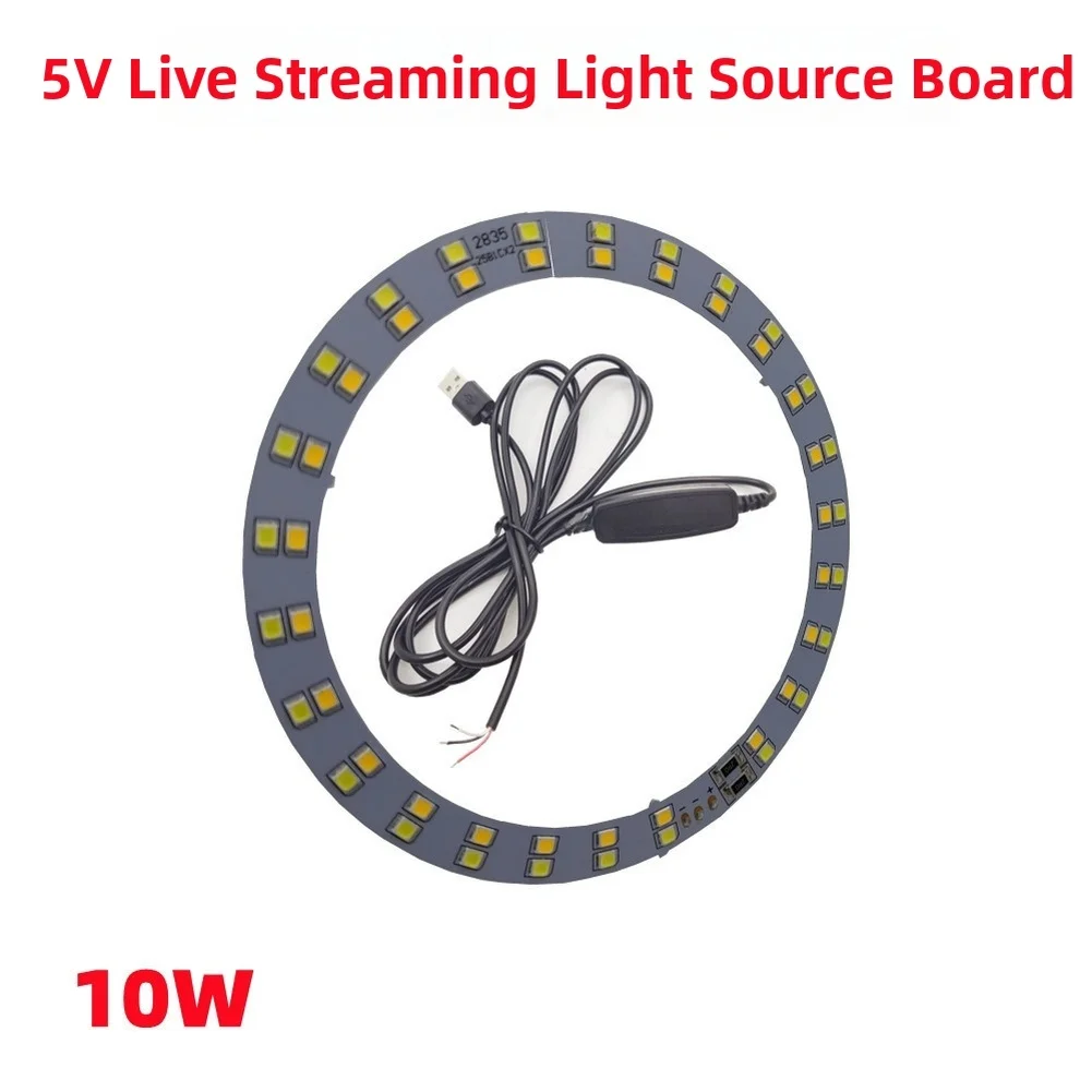 LED-Ringlicht-Chip mit zwei Farbtemperaturen, 3V 5V 10W, mit USB-Steuerkabel für Make-up- und Selfie-Beleuchtungsbedürfnisse