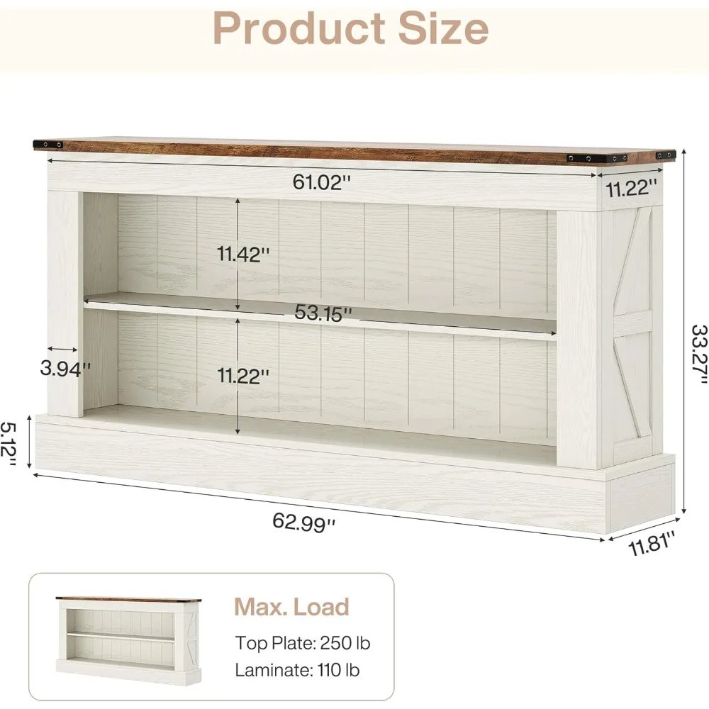 Farmhouse TV Stand for 70-Inch TV, 63" Entertainment Center with Storage, Modern Media Console Table for Living Room,