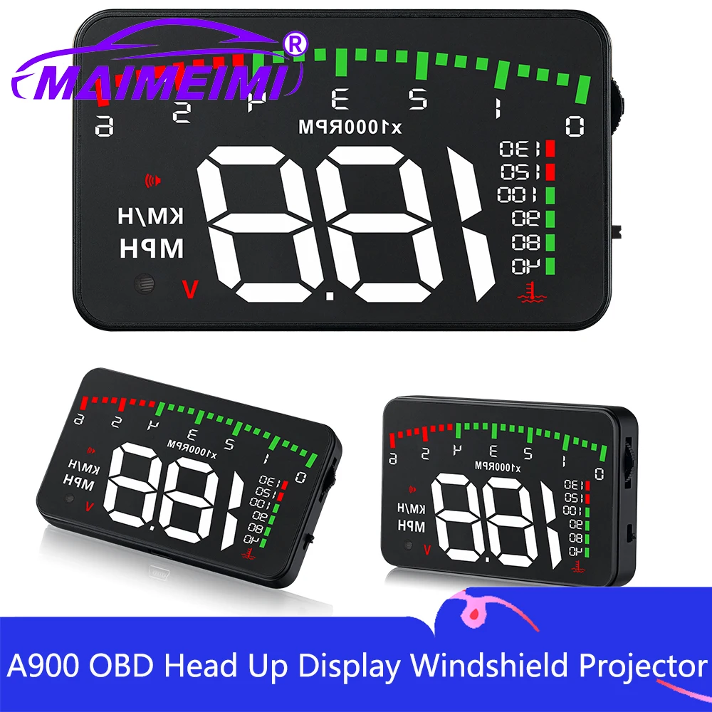 A900 OBD Head Up Display High-Definition Windshield Projector Water Temperature Voltage Tachometer RPM Car Accessories