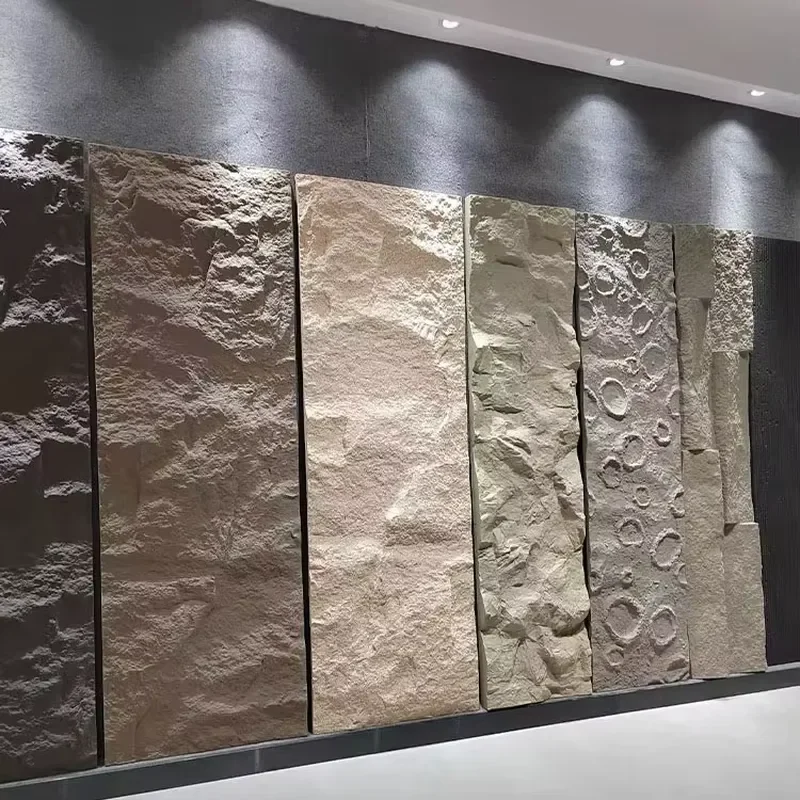 for Villa Entrance Lightweight Polyurethane Stone Panel Wall Stone Leather Tile Decor