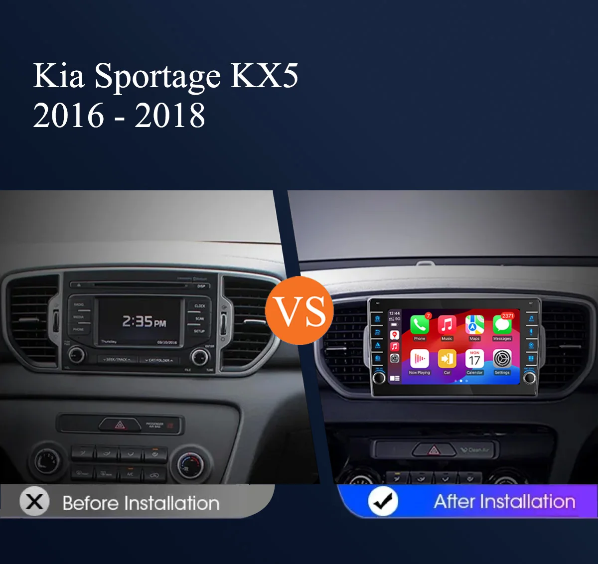 Auto Car Radio RDS For Kia Sportage KX5 2016 2017 2018 GPS Navigation Monitor Multimedia DVD Player 2 Din Tape Recorder Carplay