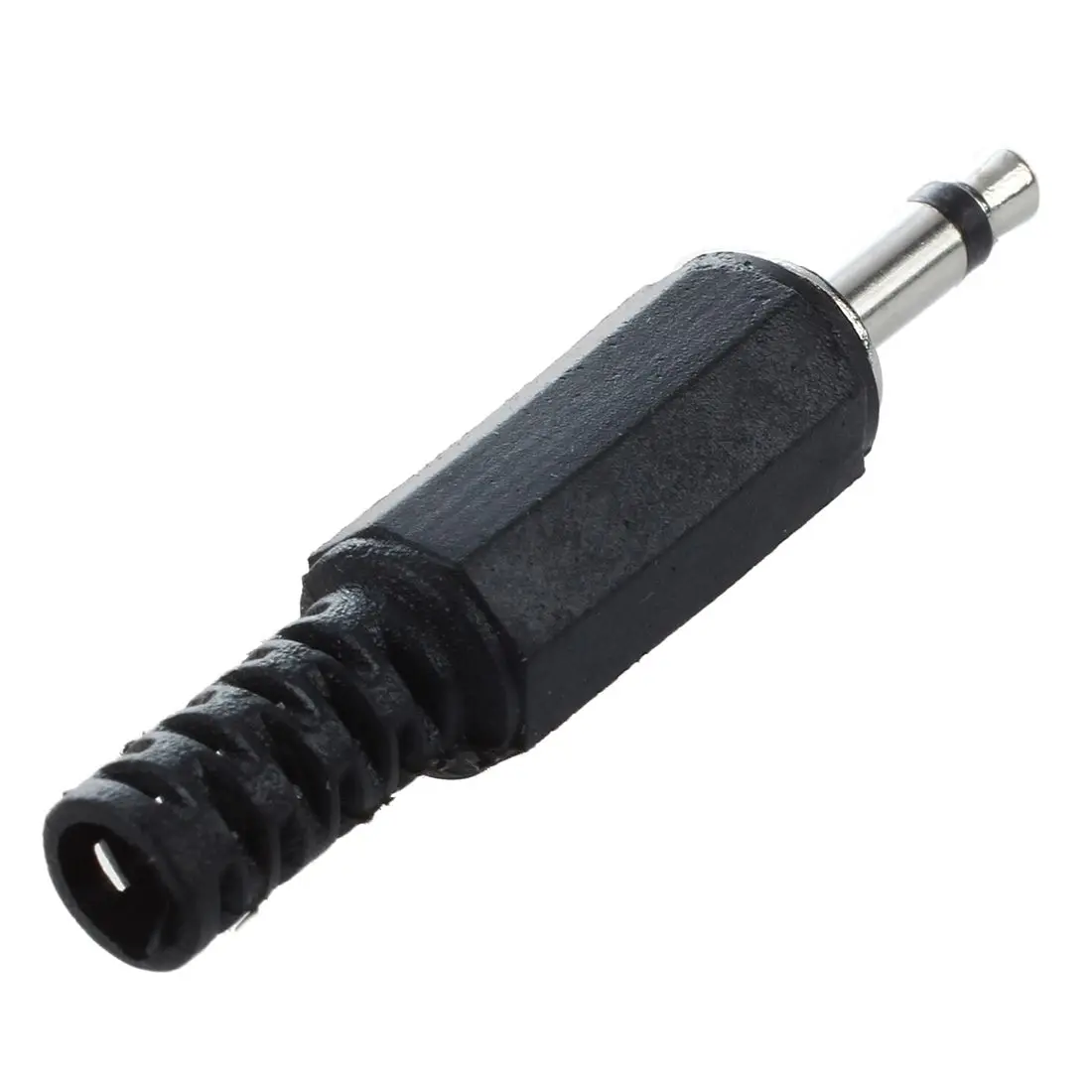 Conector adaptador de Audio, plástico negro, 3,5mm, Mono macho, 5 unidades