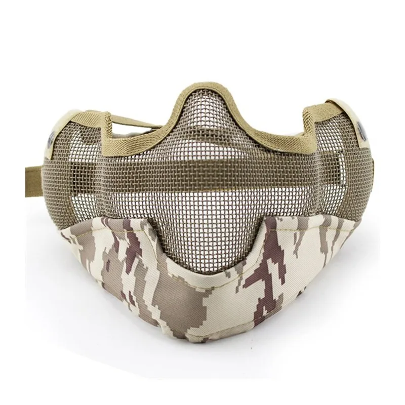 ZXYHFE-mascarillas protectoras tácticas de media cara, equipo de tiro Airsoft Paintball, malla de acero con bajo contenido de carbono, accesorios