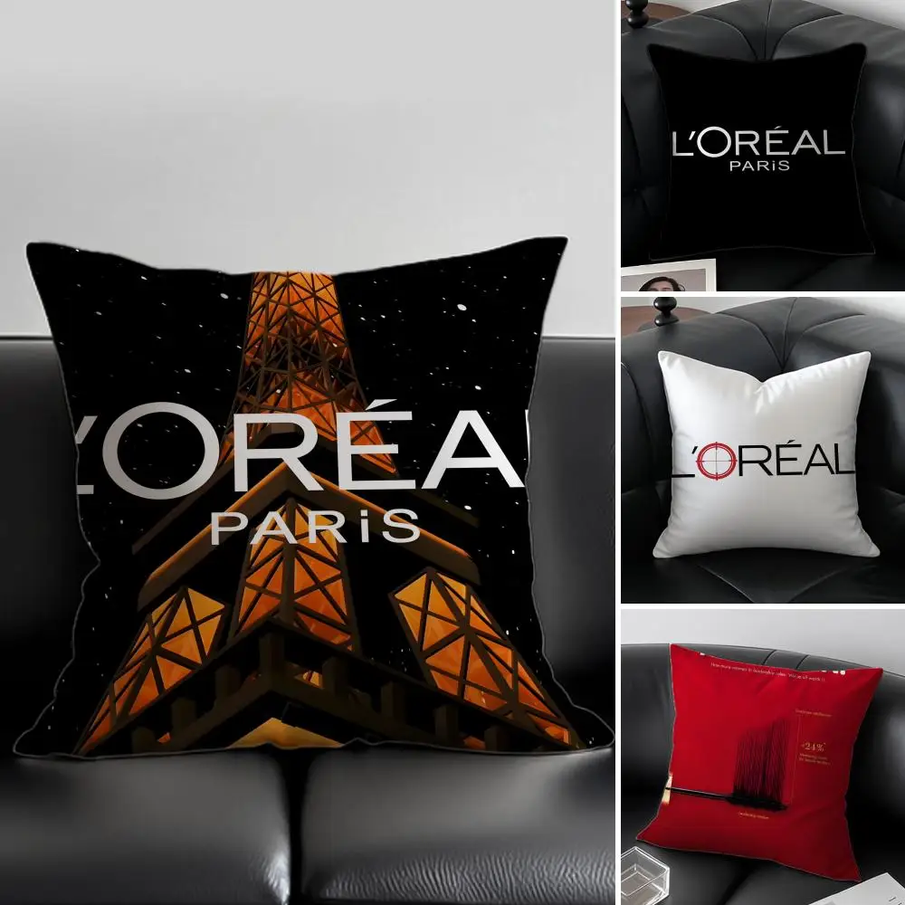 L-L'Oreal Pillow Cosmetic Brand Cushion Cushion Cover Pillow Case Anti-dustmite Invisible zipper silky plush cushion