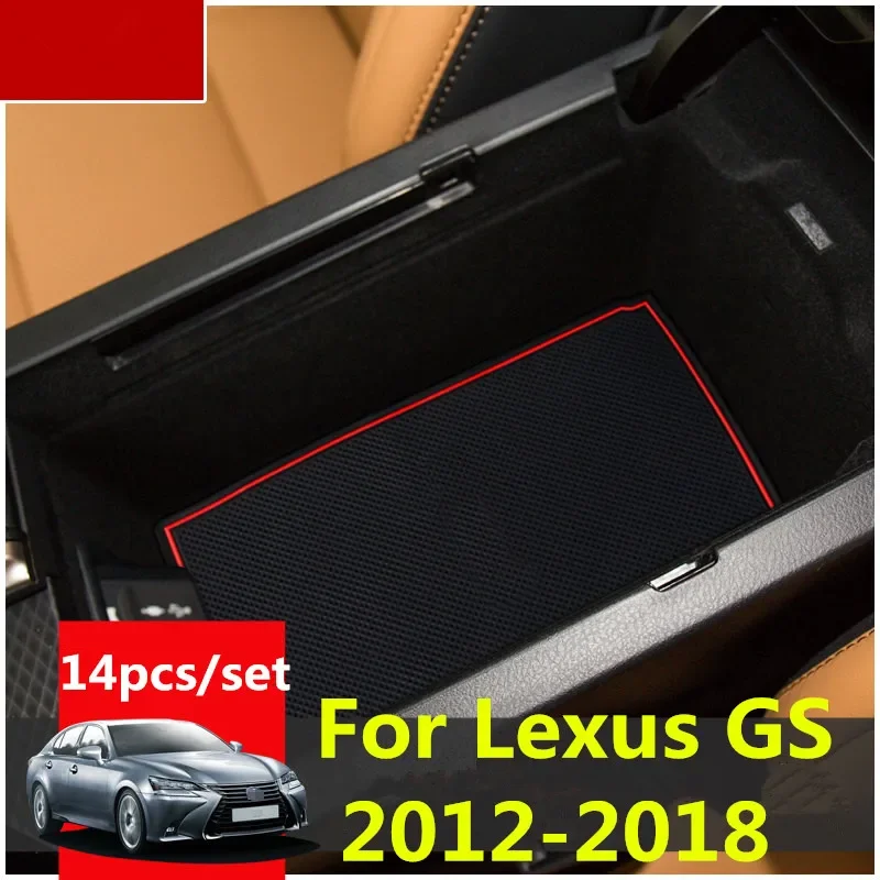 Rubber Mat For Lexus GS 250 300 350 450h 2012-2018 Lnterior Anti Slip Mat Door Slot Pad Cup Cushion Groove Mat Car Accessories