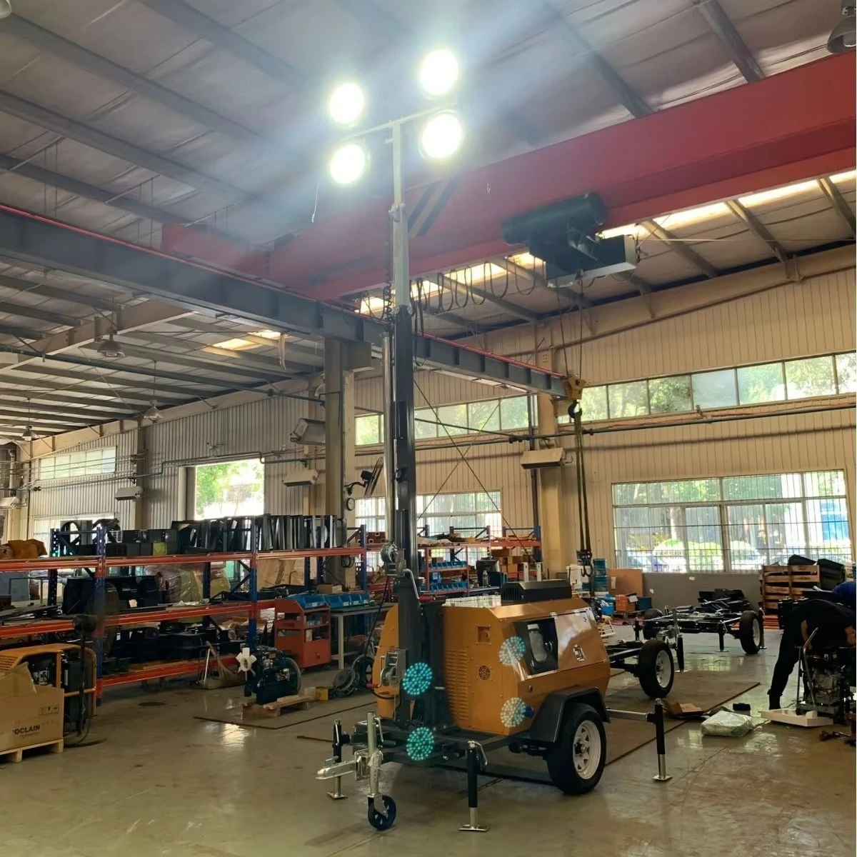 9m Hydraulic Lifting 400W 300m Lighting Lighthouse Trailer Type Mobile Omni-directional Lighting Tower Engine 1 Year Factory