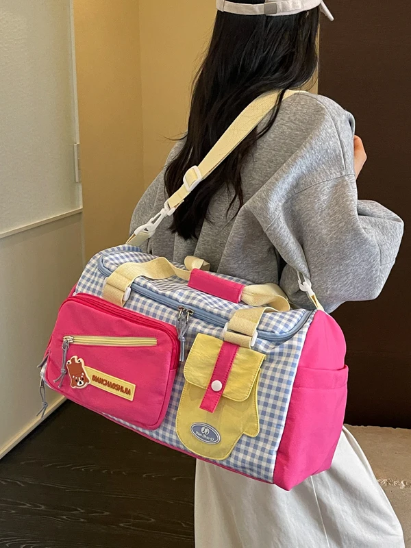 ドーパミン-大容量トラベルバッグ-レディース-短期旅行用ハンドバッグ-軽量荷物バッグ-スポーツフィットネスバッグ-出張用