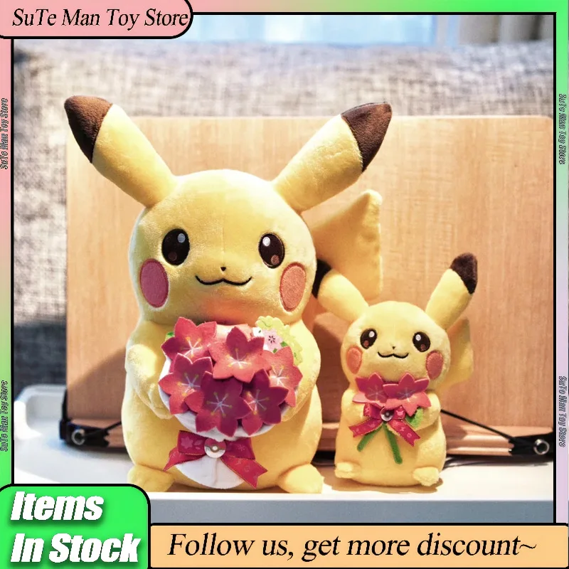 

Оригинальная плюшевая кукла Покемон из серии Heart For You: Пикачу и букет Грацидея, аниме-фигурка, украшение для стола, игрушка, подарок на день рождения для девочки