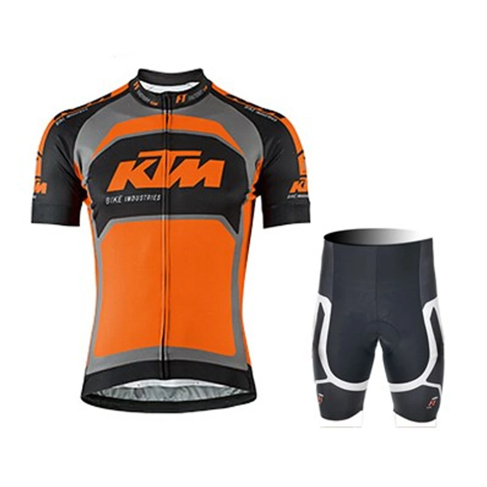 KTM Team-Conjunto de Ropa de Ciclismo para hombre, Jersey de manga corta y pantalones cortos con pechera, uniforme para bicicleta de montaña, 2024