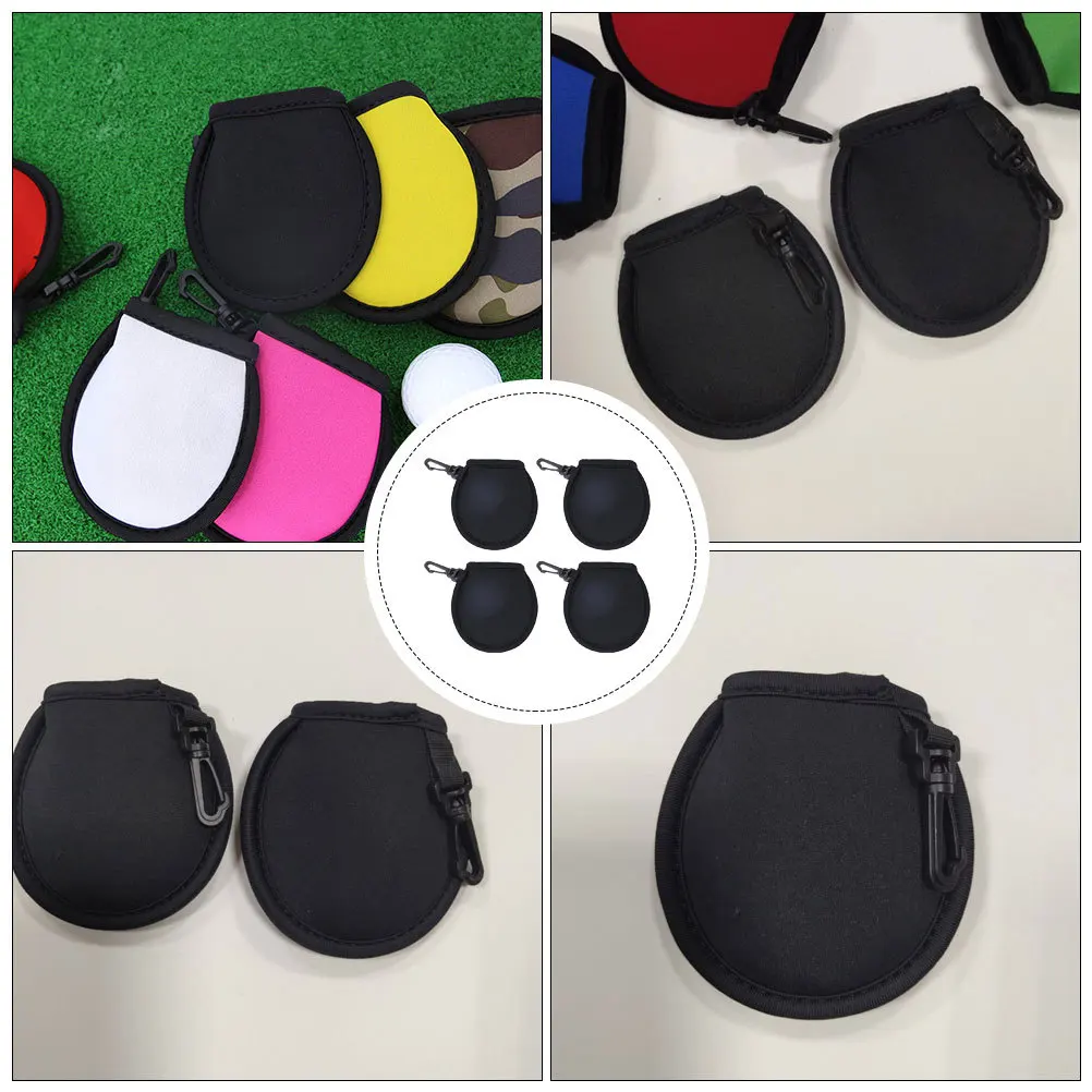 4Pcs Practical Golf Balls Cleaner Waterproof Neoprene Pouch Multi-Directional Storage for Easy Cleaning and Carrying