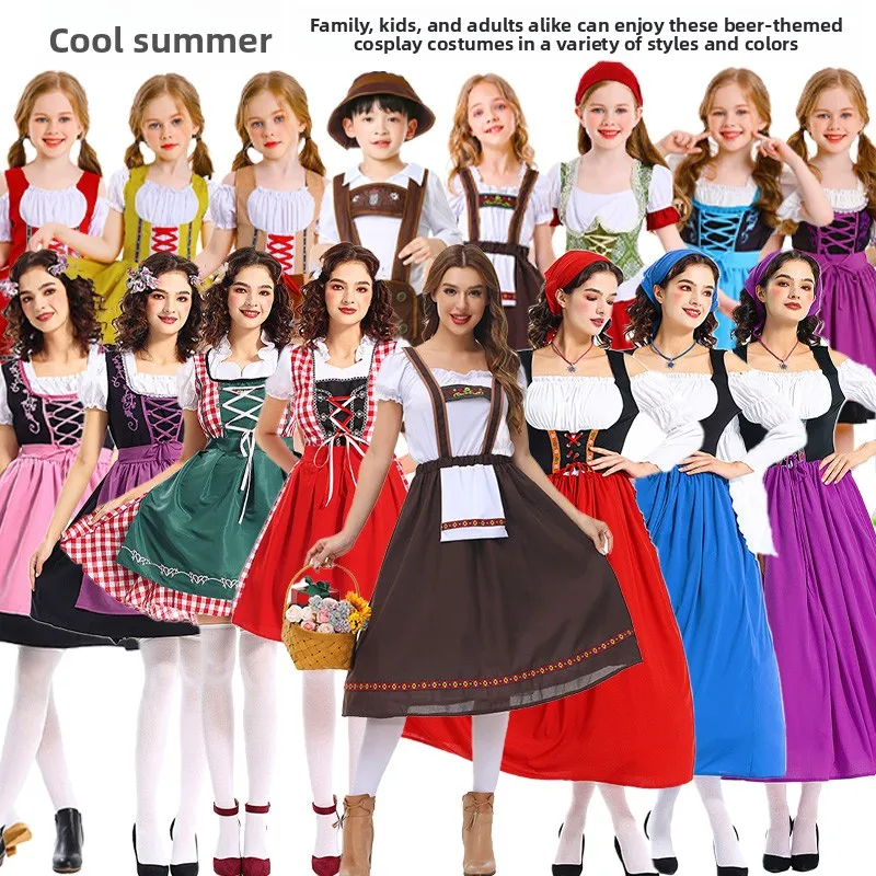 

Хэллоуин для взрослых, детей, мужчин и женщин, фестиваль пива, одежда COS, этническая одежда для выступлений пива, полиэстер, лето 2024