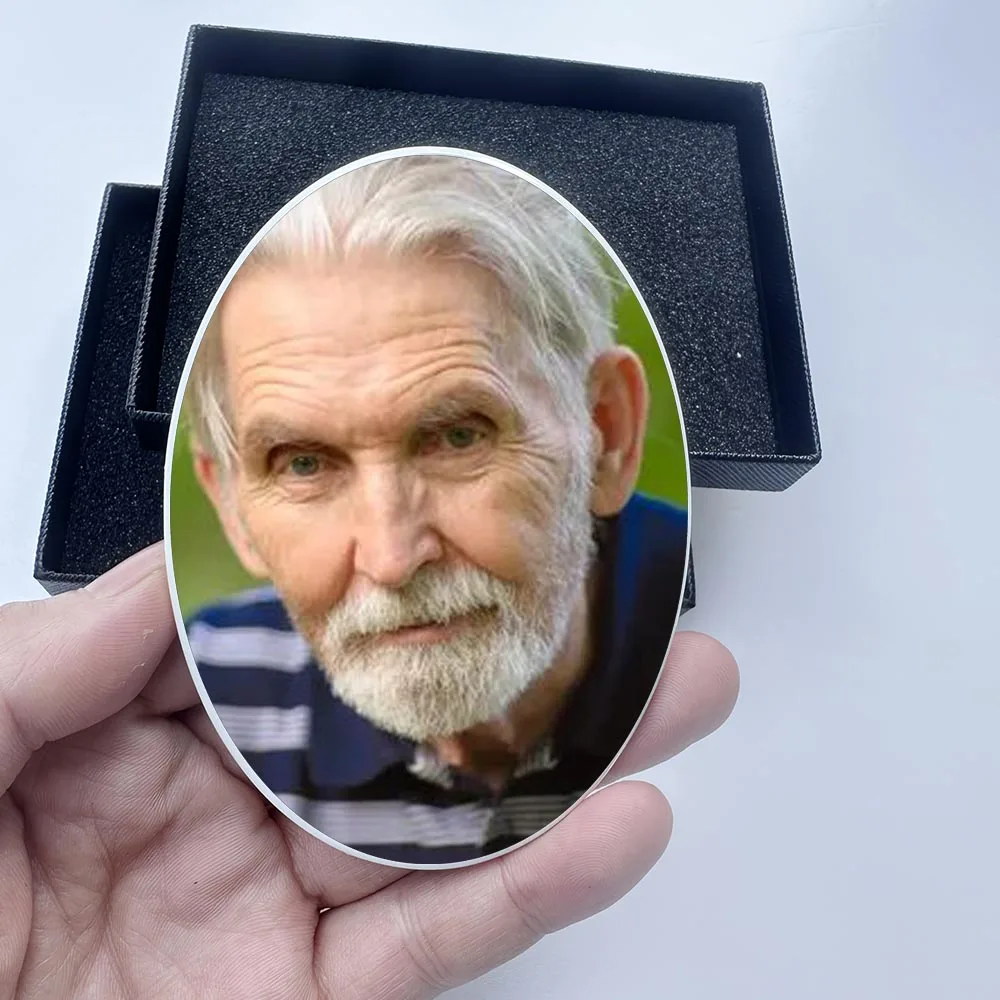2D Flat Not 3D 1pc Custom Photo Memorial Headstone Tile Personalized Remembrance Gift for Holidays Oval Gravestone Marker