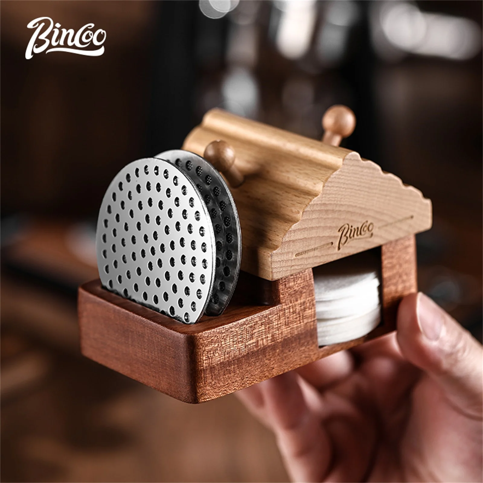 

BINCOO Coffee Puck Screen Espresso Filter 51-58.5mm Water Distribution Net Filter Paper Storage Rack Portafilter Barista Tools