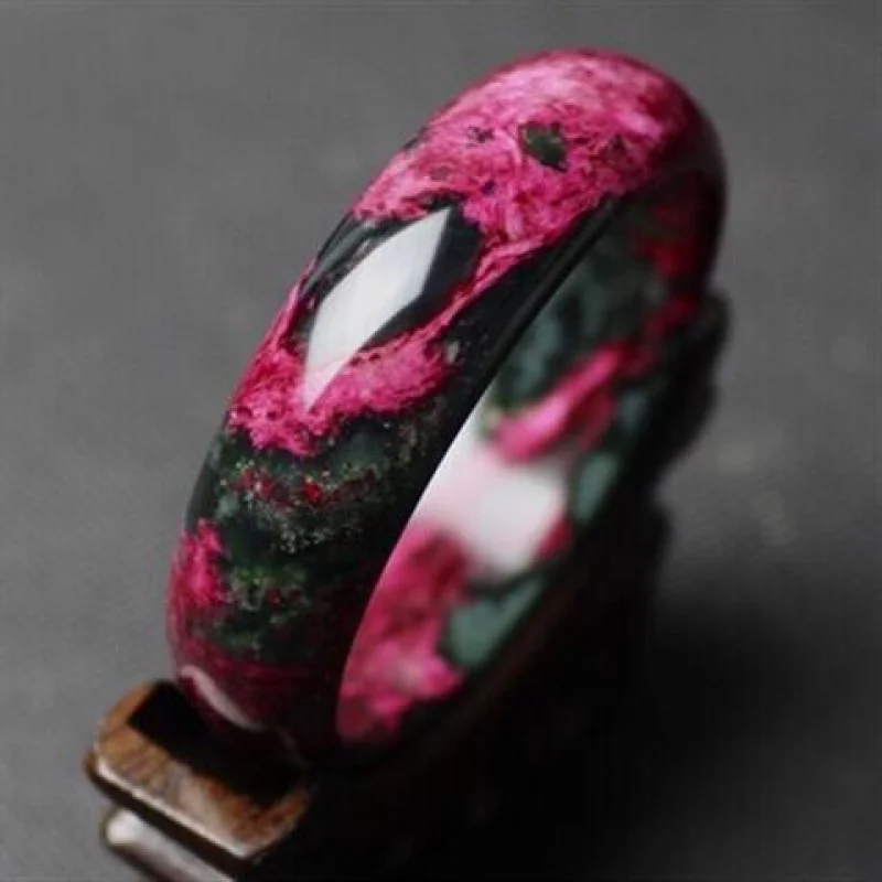 JadeaGenuine Peach Blossom Jade Bracelet Plum Blossom Jade Bracelet Women's Xiuyan Jade Widened Thickened Version Jade Bracelet