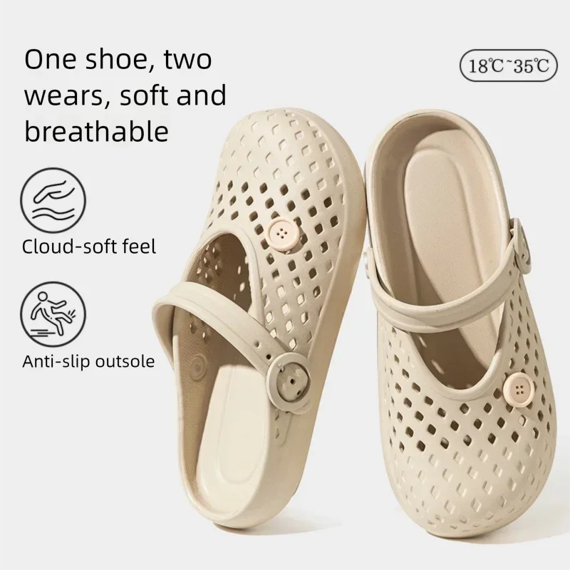 

Women Garden Clogs EVA Sandals Breathable Hollow Out Shoes Soft Sole Non Slip Summer Beach Slippers Casual Outdoor Cloud sldes