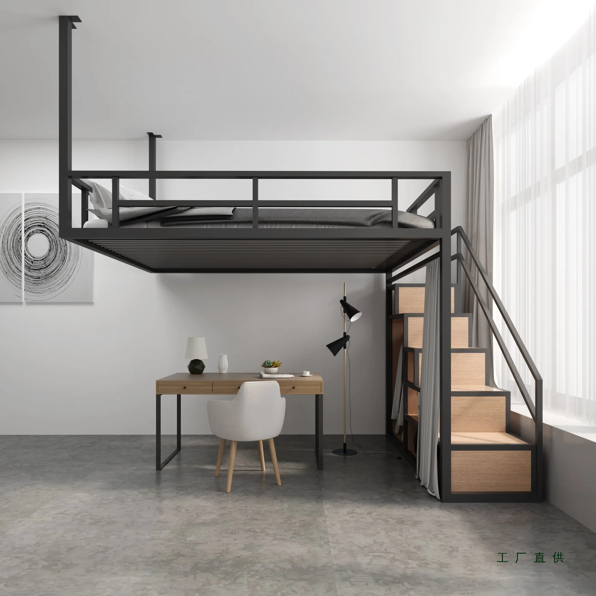Modern small apartment pavilion hammock multi-functional suspended wrought iron elevated bed