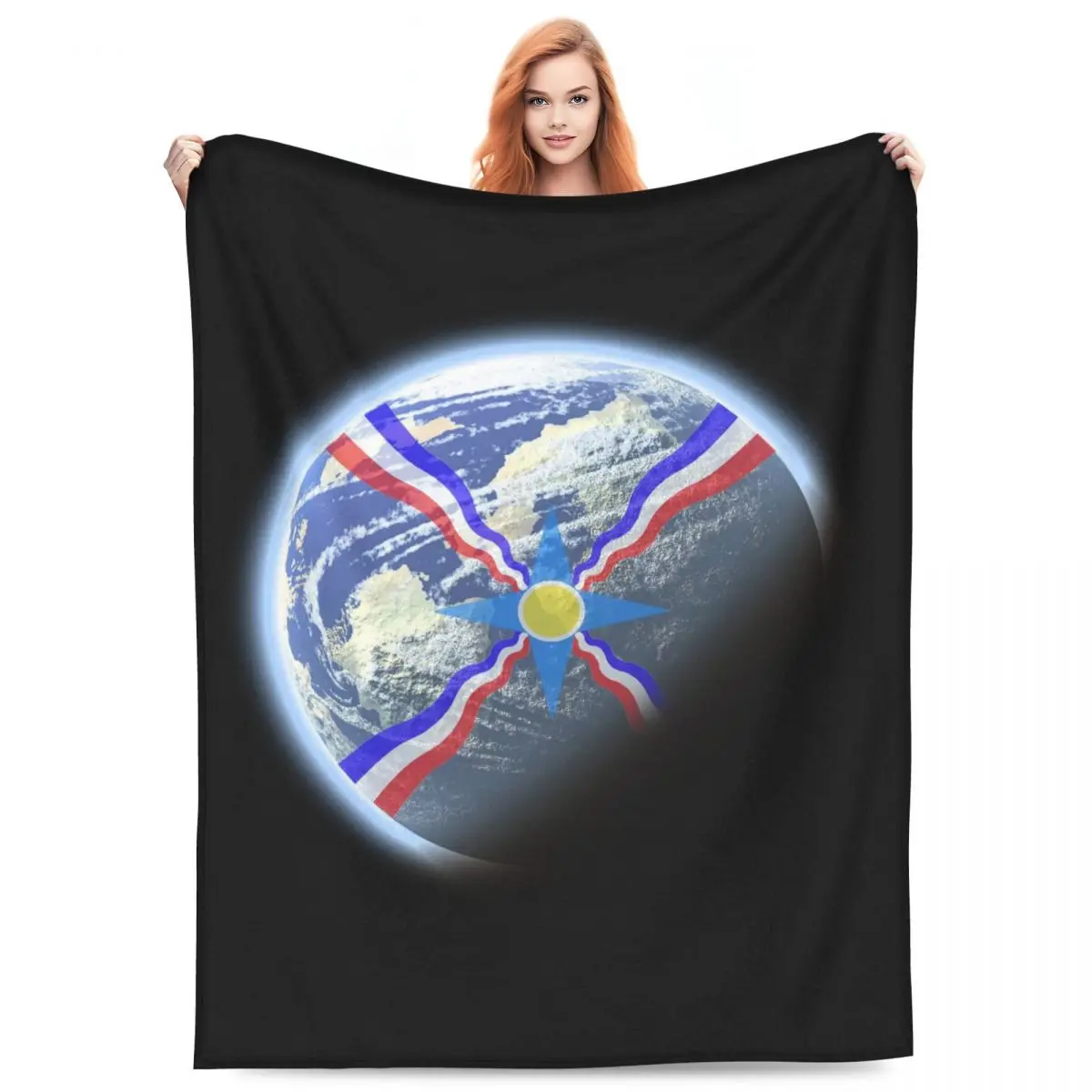 Assyrian Suryoyo Flag Blanket Flannel Sofa Throw Blanket Breathable for Couch Bedding Travel Throws Bedspread Quilt